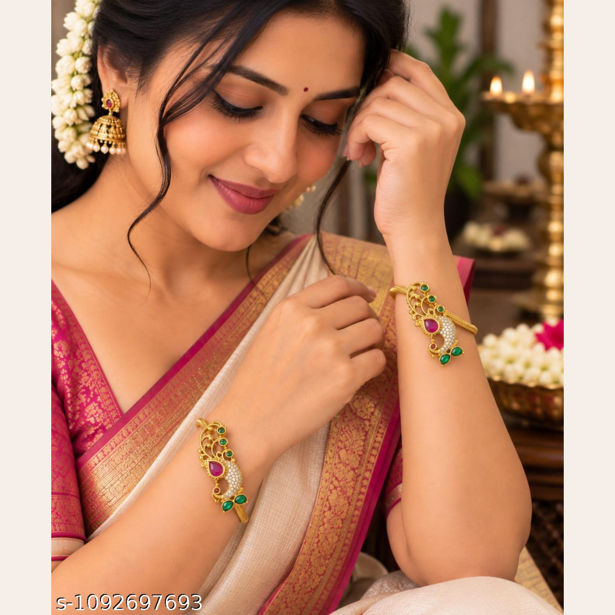 Elegant CZ Bangles with Intricate Peacock Design image 2