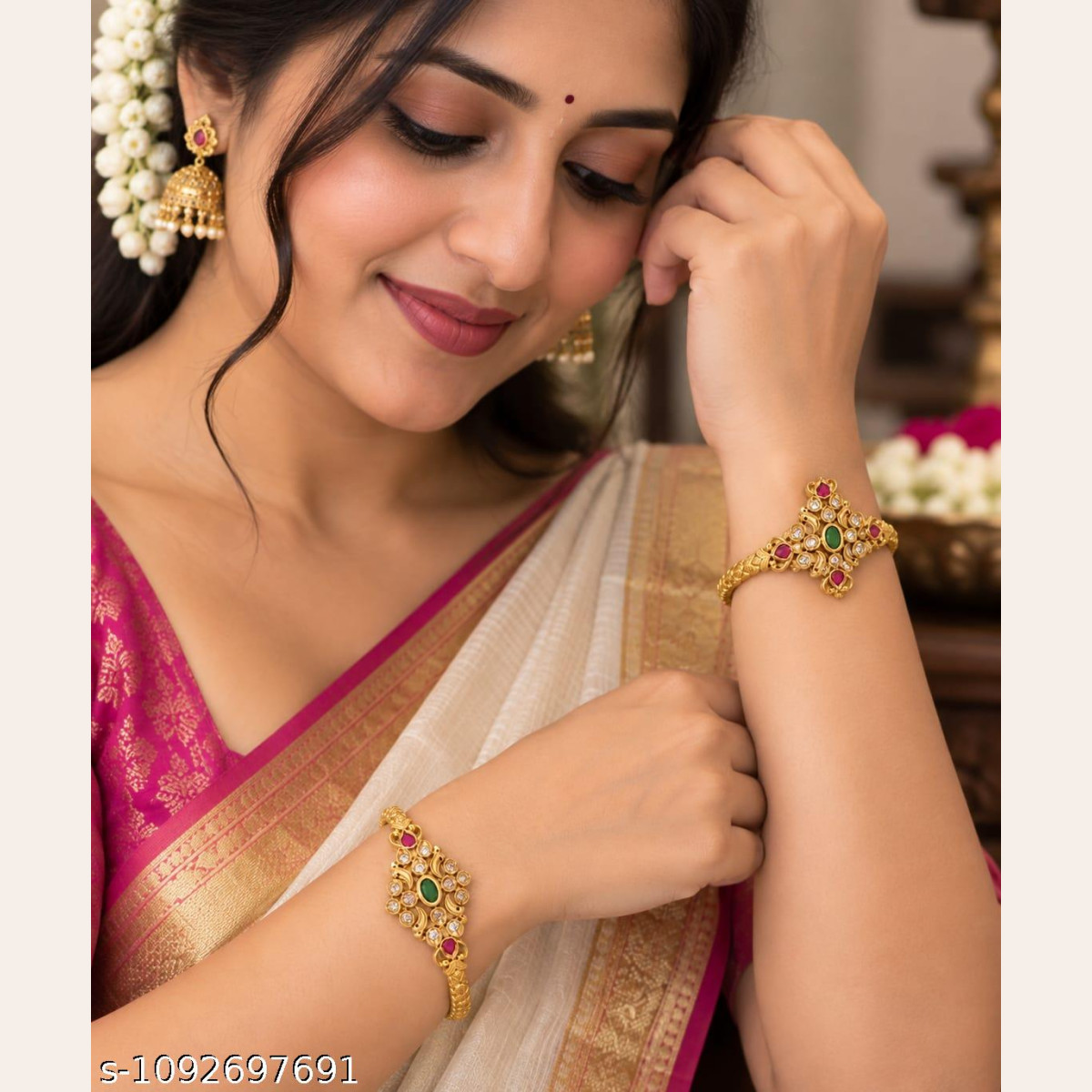 Elegant CZ Kada Bangles with Colorful Stones image 2